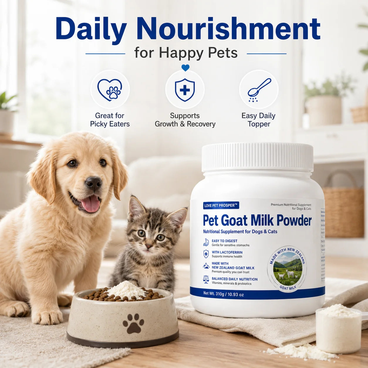 Pet Goat Milk Powder Nutritional Supplement for Dogs - Cats